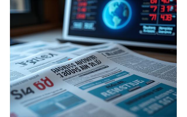 Image illustrant les actualités avec des journaux et un globe